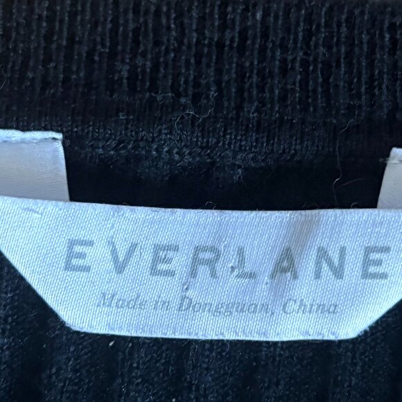 EVERLANE BLACK RIBBED SWEATER DRESS MIDI - Picture 2 of 2